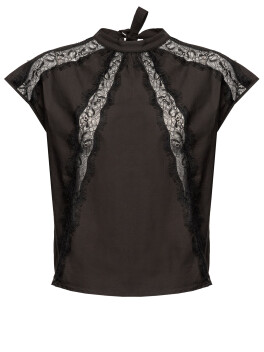 Sleeveless top in poplin and lace