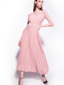 Vestito midi in maglia bicolor - 3