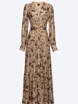 Long shirt dress in floral patterned fil coupé
