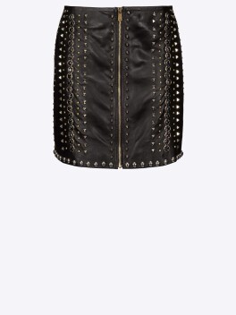 Studded nappa leather miniskirt