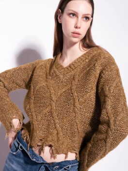 Pullover with maxi diamonds used effect - 3