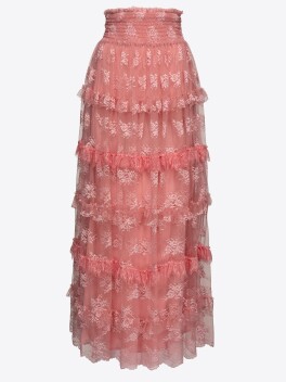 Skirt with flounces in lace