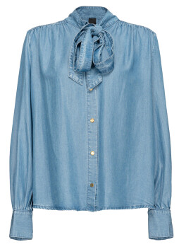 Lightweight denim shirt with bow