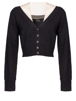 Short cardigan in soft wool and tulle