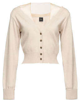 Cardigan corto in lana soft e tulle