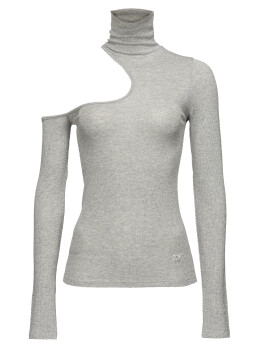 Lurex ribbed turtleneck