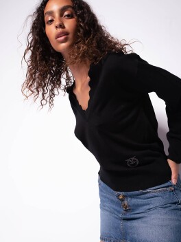 V-neck pullover with embroidery - 3