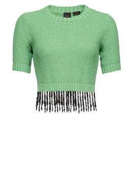 Short top with beaded applications