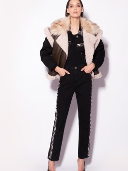 Pantaloni in bull di denim con borchie - 3