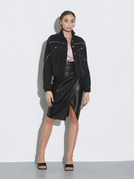 Leather effect midi skirt - 3