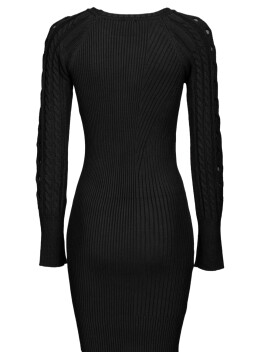 Knitted mini dress with braids and cut out - 3