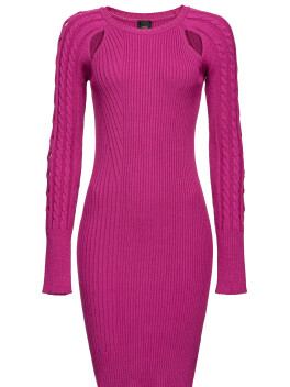 Knitted mini dress with braids and cut out
