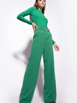 Flare trousers with golden buttons - 3