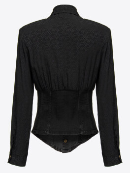 Denim and jacquard shirt - 3