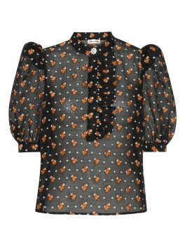 Blusa fantasia con bottone gioiello