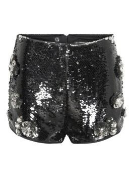 Shorts in paillettes con decorazioni