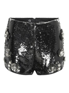 Sequined shorts with decorations
