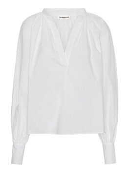 Blusa con scollo a V in popeline