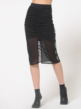 Longuette arricciata con ricamo lettering - 3