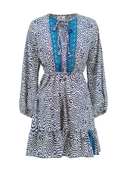 Short ethnic patterned dress in Indian silk