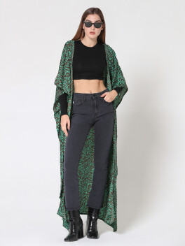 Kimono fantasia etnica in seta indiana - 3