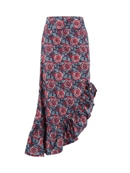 Asymmetrical gypsy skirt with ethnic pattern