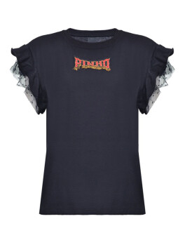 T-shirt with logo and tulle sleeves