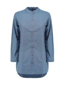 Mandarin collar shirt with ethnic pattern