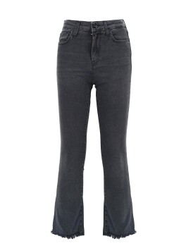 Mid-rise flare jeans in black denim