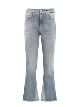 Jeans flare con spicchi laterali a contrasto sul fondo