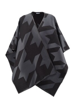 Maxi houndstooth patterned cape