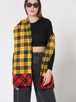 Double-sided tartan wool scarf - 3