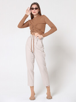 Cigarette-fit trousers with belt - 3