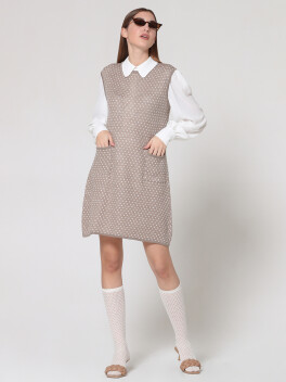 Vestito in lana merino con tasche - 3