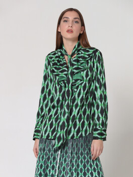 Geometric print blouse with ruffles - 3
