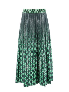 Full sequin pleated printed skirt