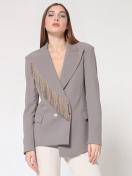 Double-breasted blazer with fringes - 3