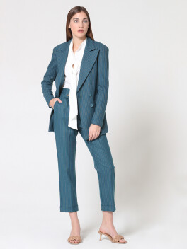 Double-breasted pinstripe blazer - 3