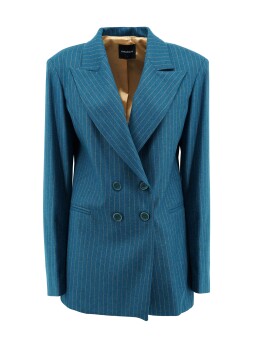 Double-breasted pinstripe blazer