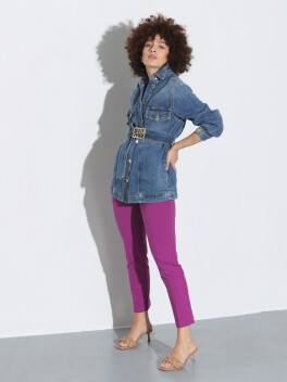 Cigarette fit trousers in fabric stitch - 3