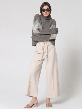 Cropped trousers with drawstring waist - 3