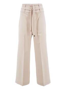 Cropped trousers with drawstring waist