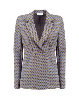 Geometric patterned double-breasted blazer