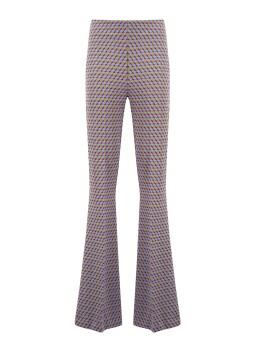 Geometric patterned jacquard flared trousers