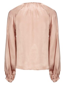 Blusa a maniche lunghe in satin stretch - 3