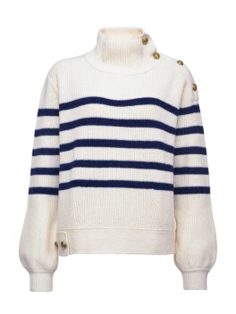 Striped pullover with golden buttons