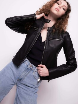 Giacca biker in nappa soft - 3