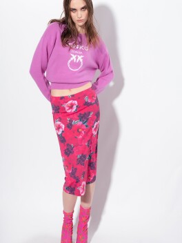 Midi skirt in hibiscus flower print - 3