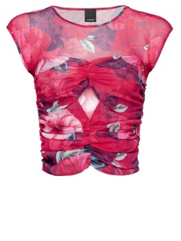 Top con retina stampa Hibiscus