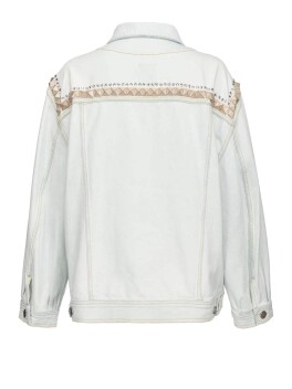 Giubbino in denim con borchie e strass - 3